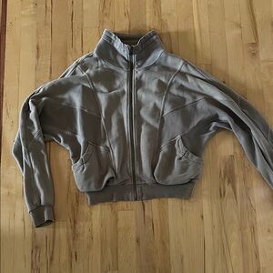 Love Stitch Taupe Zip-Up Jacket